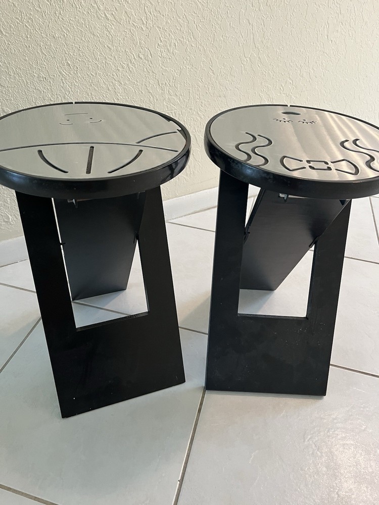 Black Silver Gray Wood Stools Fred Garbotz
