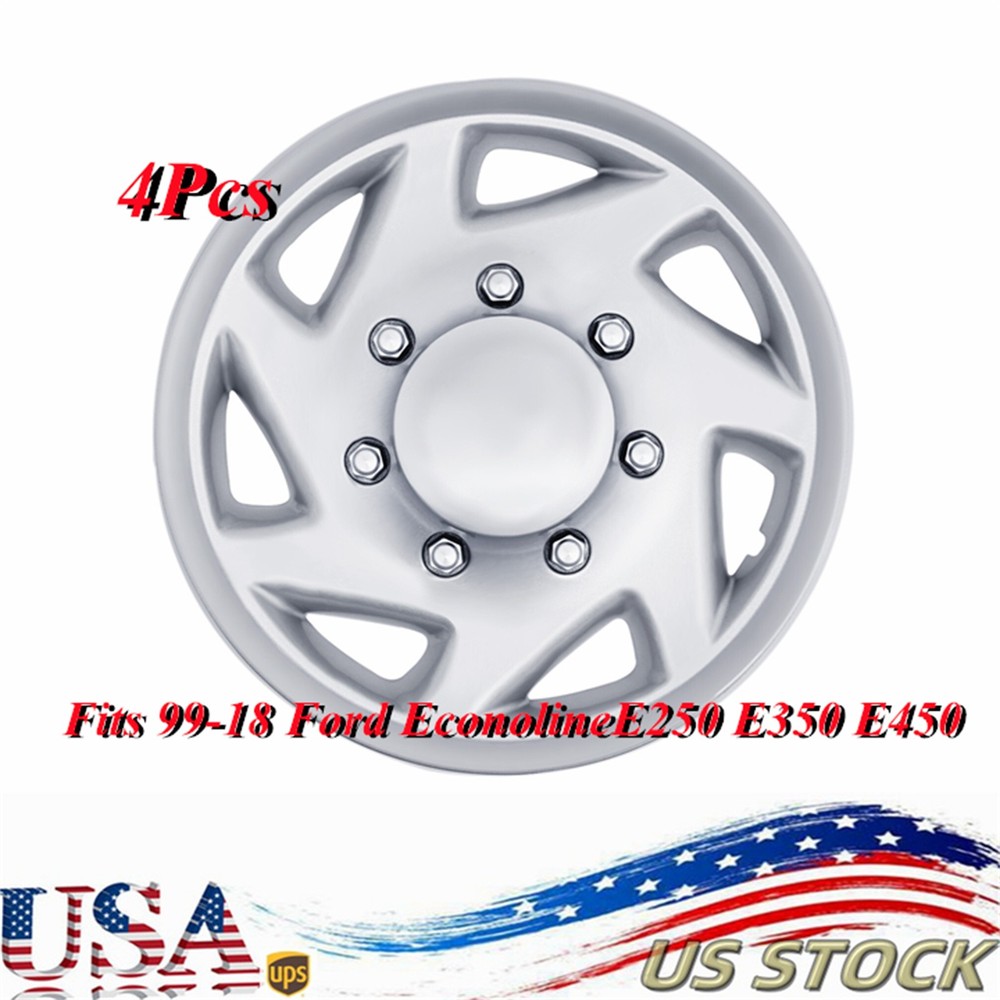 4pcs Hub Caps Van Full Wheel Covers For Ford Econoline E250 E350 E450 99-18