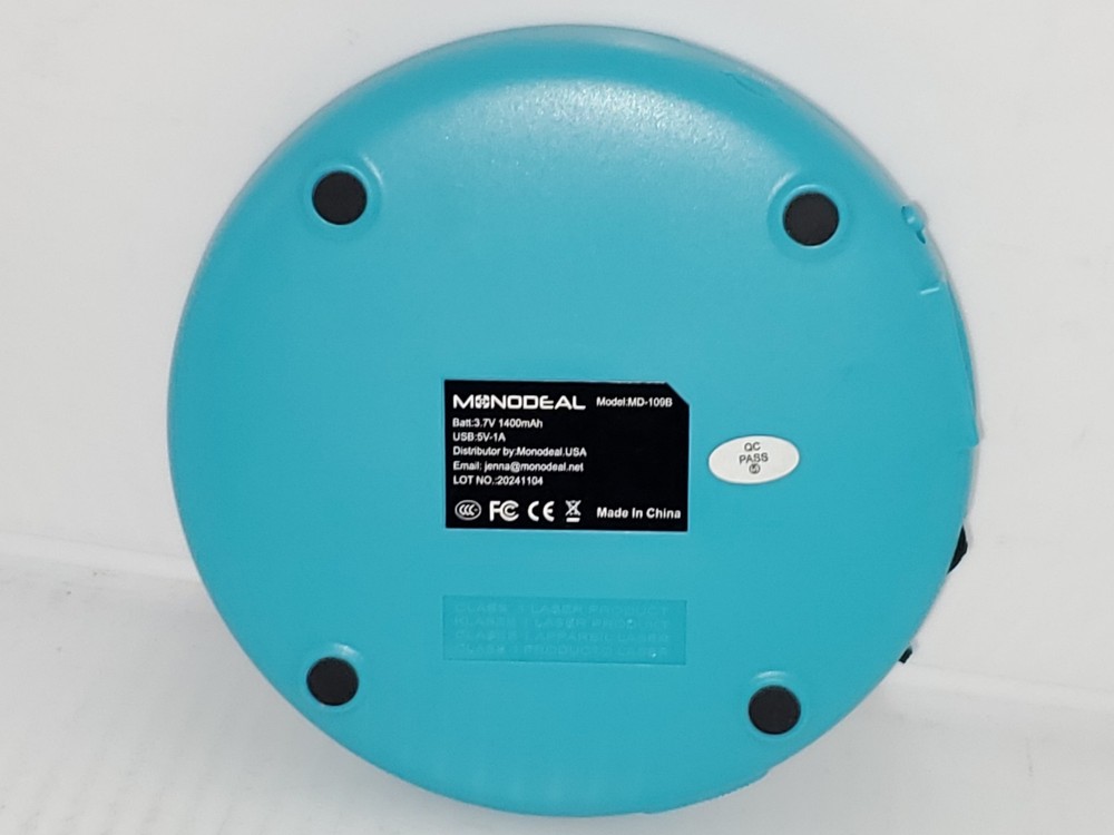 Monodeal Portable Rechargeable Personal Compact Disc CD Player MD-109B Blue.