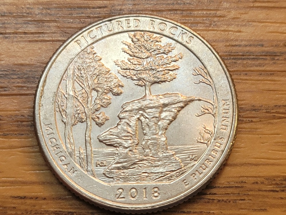 2018 p Pictured Rock ATB Quarter with Die Chips.