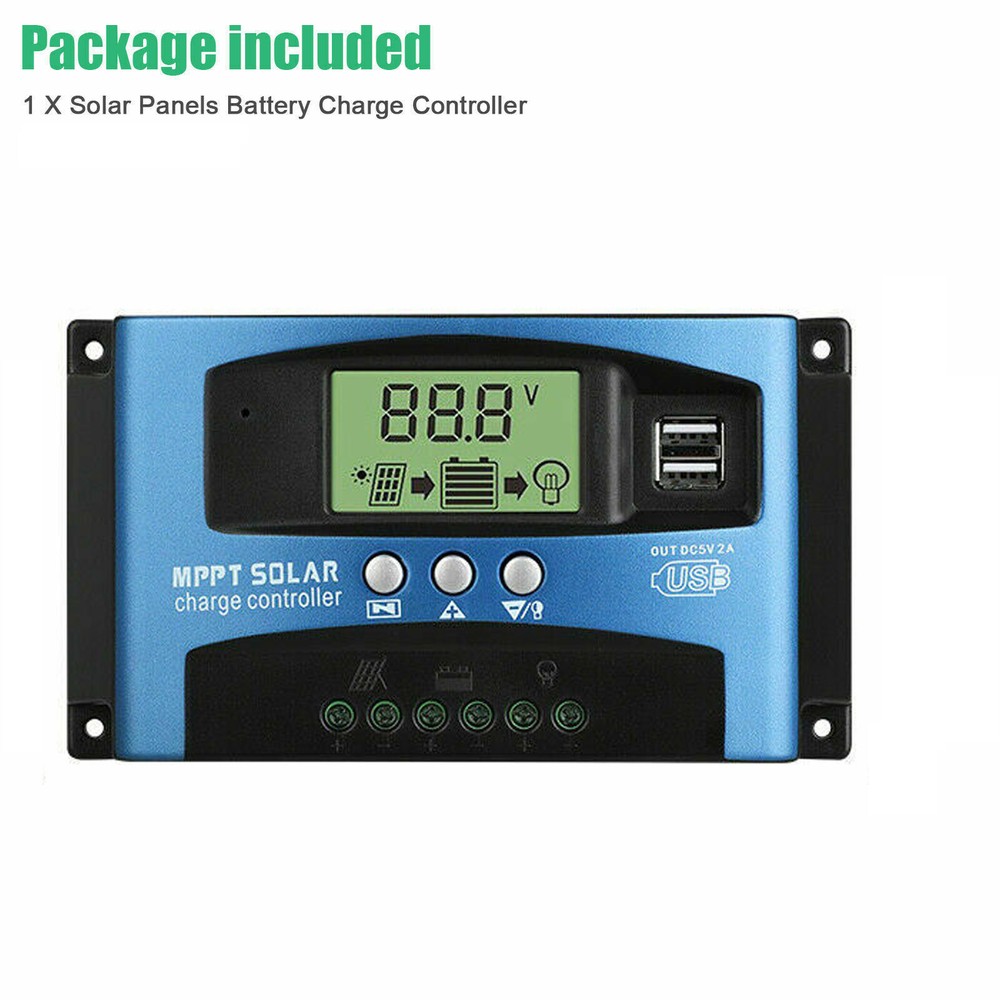 100A MPPT Solar Panel Controller Charge Regulator 12V/24V Battery Auto LCD USB