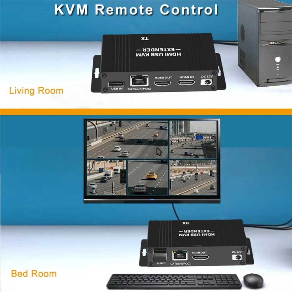 HDMI KVM Extender with USB KVM Control RJ45 60m over cat5e/6 Mouse Keyboard