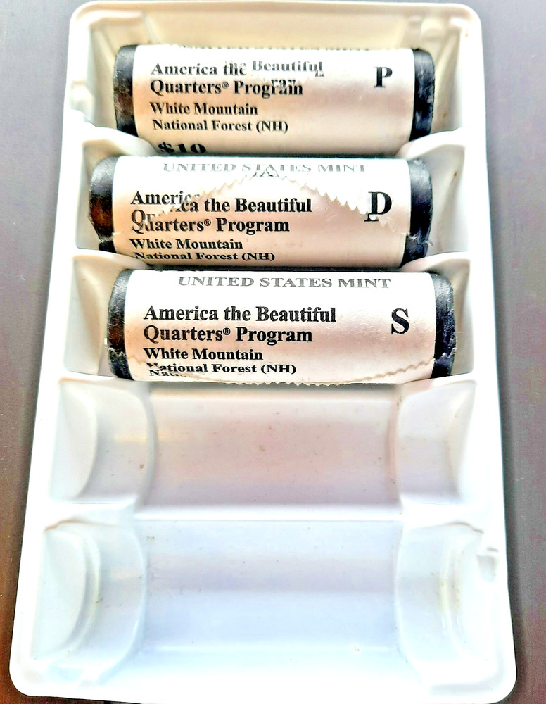 2013 PDS White Mountain National Forest Three Rolls ATB Quarters Mint Wrapped