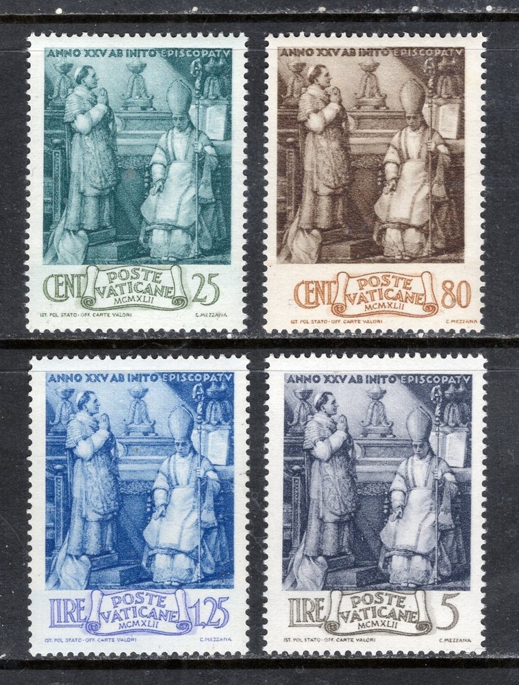 VATICAN Sc#80-3 1942 Archbishop Pacelli MNH