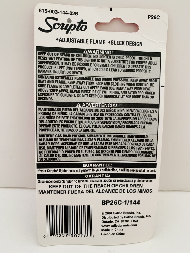 Scripto Wide Body Electronic Mega Lighter w/ Adjustable Flame *White Color*