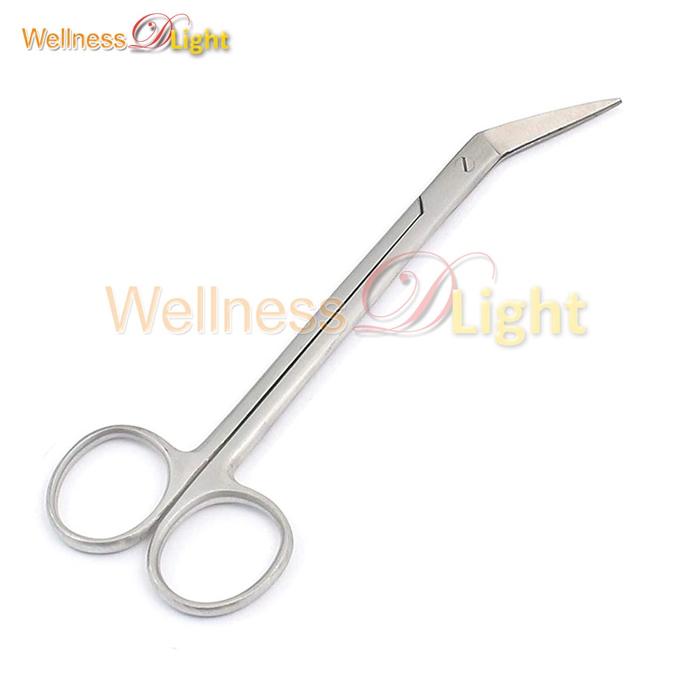 Dental Kelly Angled Scissors Sharp Point Ring Handle Stainless Steel
