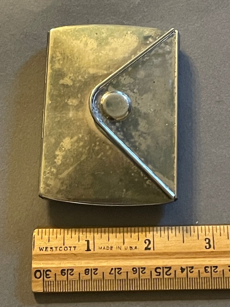 VINTAGE SILVERPLATE PURSE ENVELOPE LOOK SNAP CLOSE THREE STAR MIRROR COMPACT