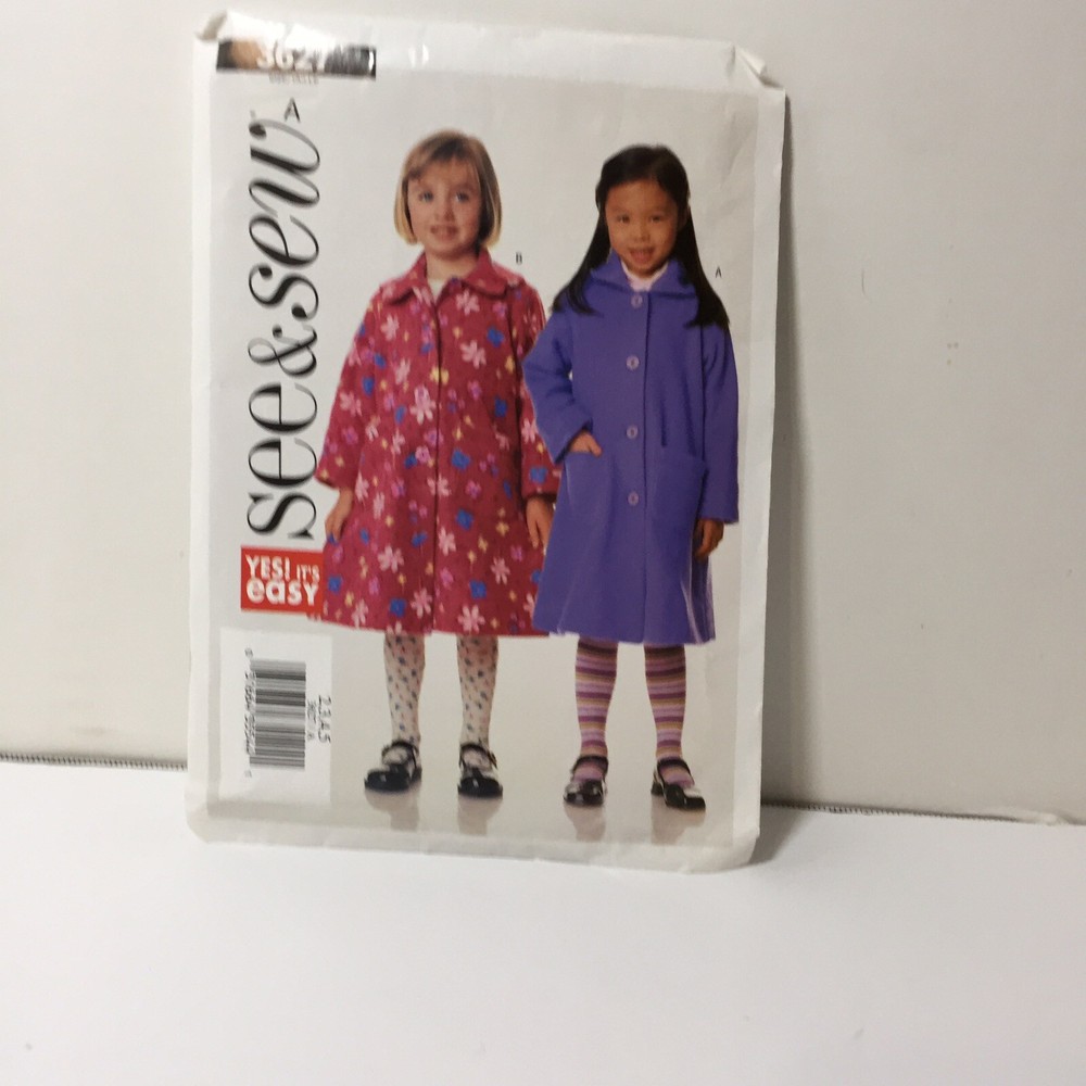 See & Sew 3627 Size 2-5 Girl's Coat