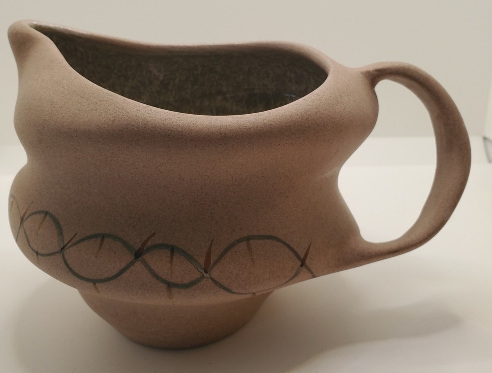 Studio Pottery Pitcher Southwest Assymetrical Glazed Inside Hand Painted