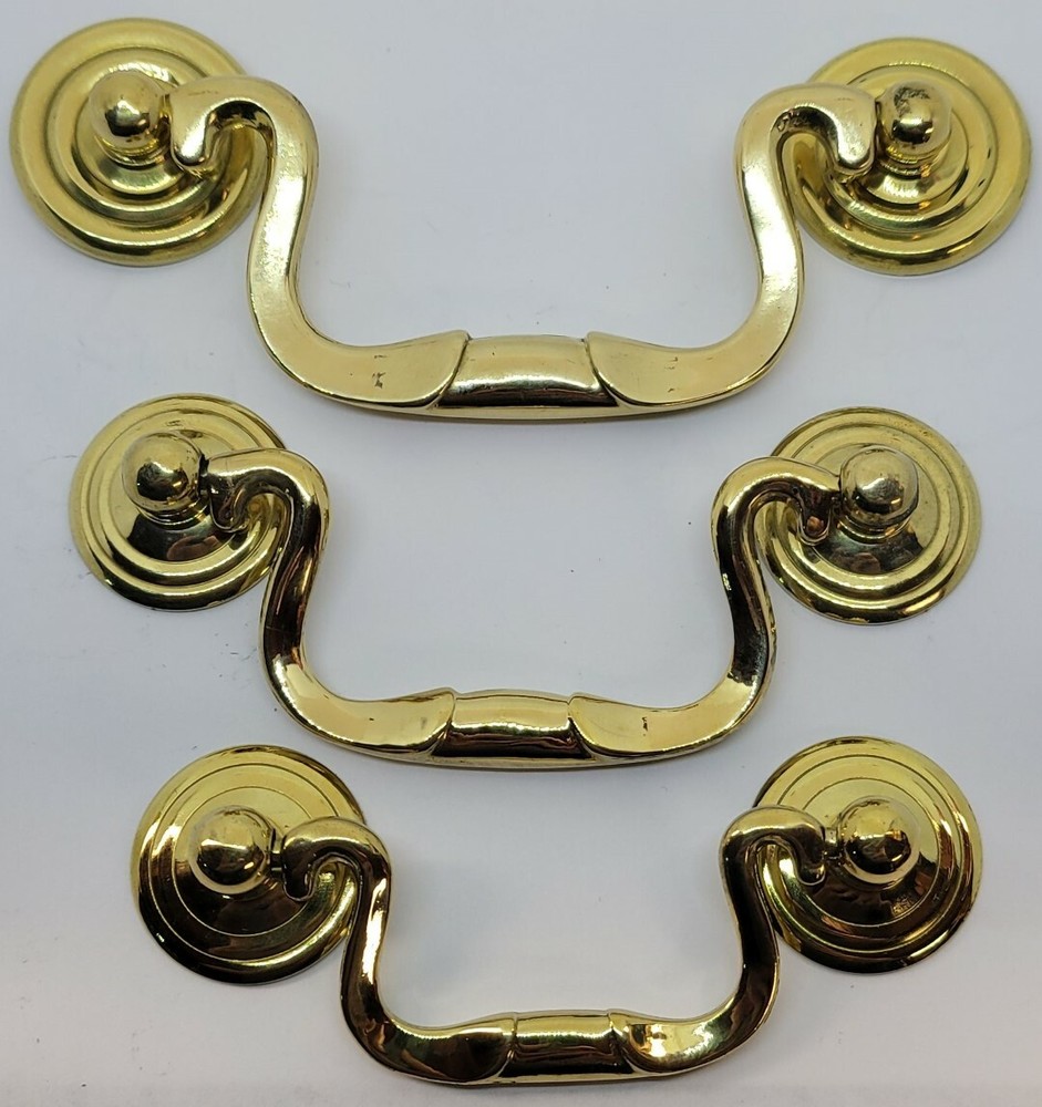2.5, 3, 3.5" Centers Queen Anne Style Swan Neck bail pull handle solid brass new