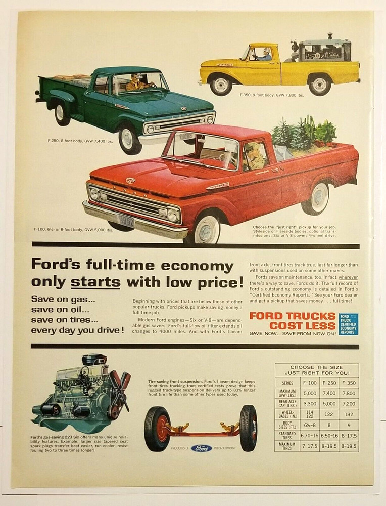 1962 Ford Pickup Single Page Magazine Ad