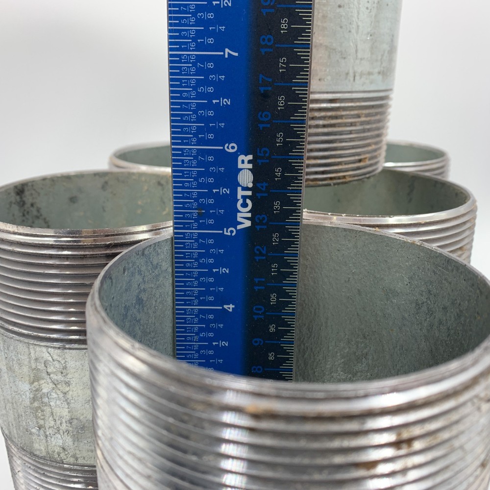 6 Pack 3-1/2" Steel Threaded Pipe Nipple 5" Long