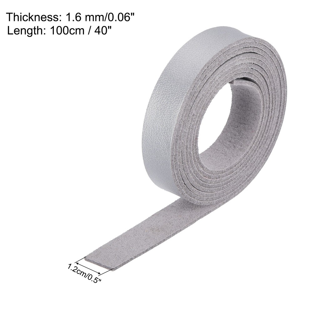 Leather Straps Strip Belt 1.2cm(0.5" Width) Leather Strips Silver, 2pcs