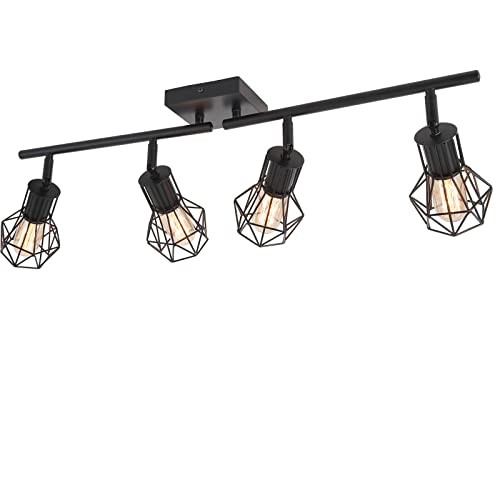 Track Lighting Fixtures Ceiling，Industrial Black Kitchen Track Lighting 4-light