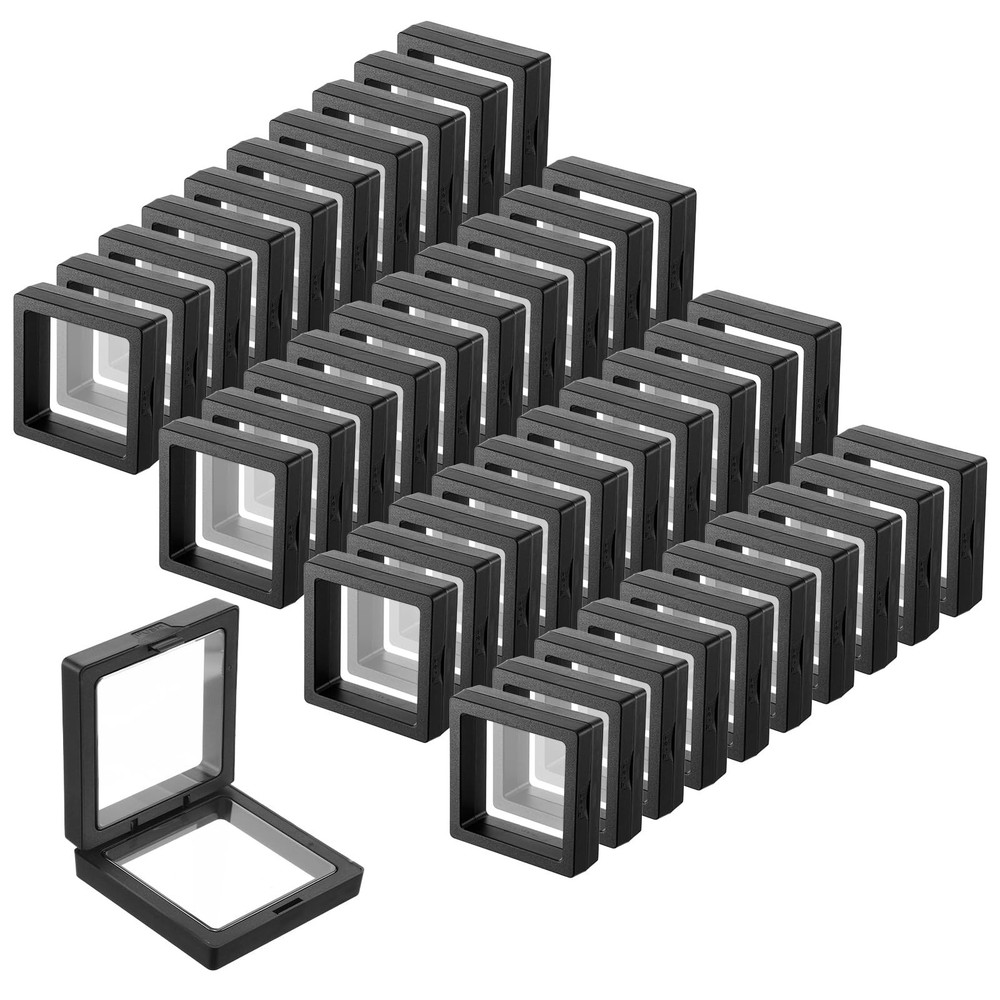 40 Pcs Floating Display Case, Black 3D Floating Frame Display Holder Stands, ...