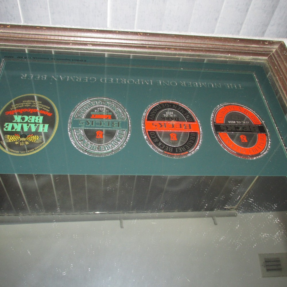 Beck's Beer German Imported Mirror wooden frame 26"