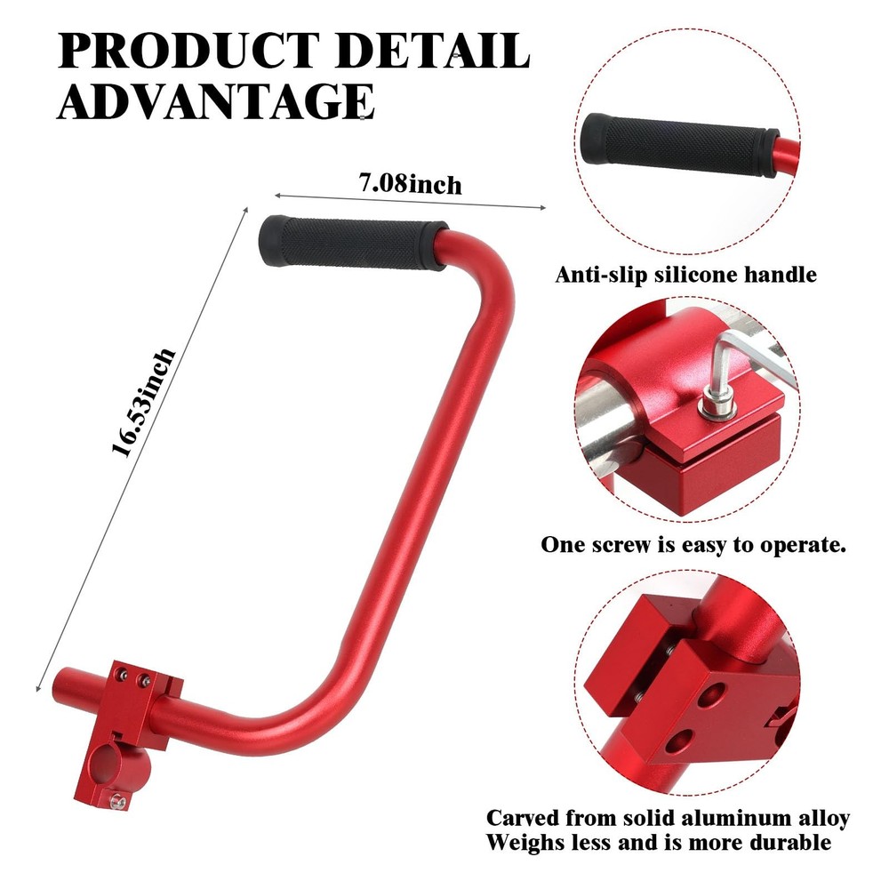 AASVOG Ergonomic Weed Eater Handle Extension - Lightweight Aluminum Red