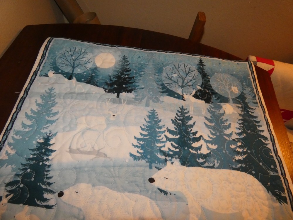 Polar Bear & Deer Handmade Quilt Panel Wall Hanging