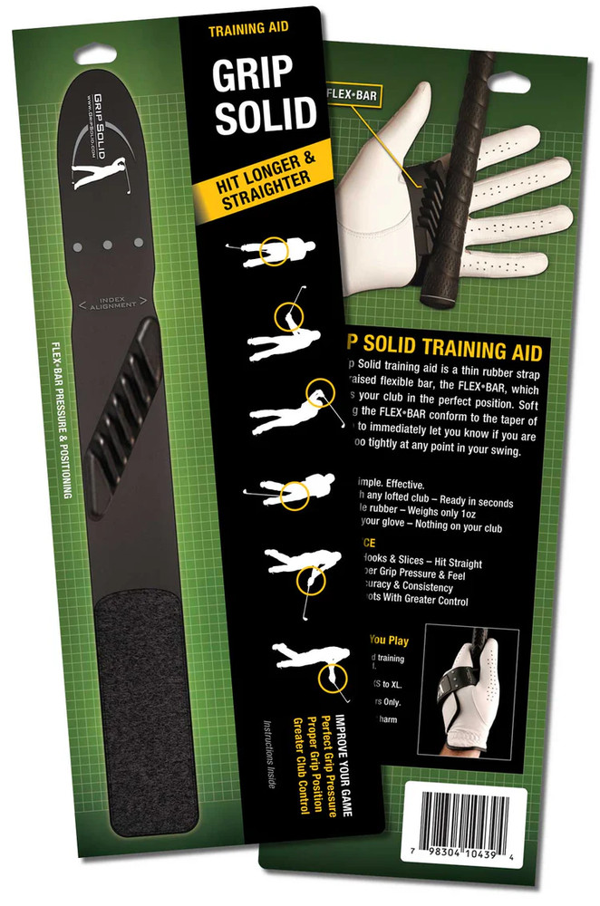 Grip Solid Golf Swing Trainer - Longer & Straighter Shots- Perfect Grip Pressure