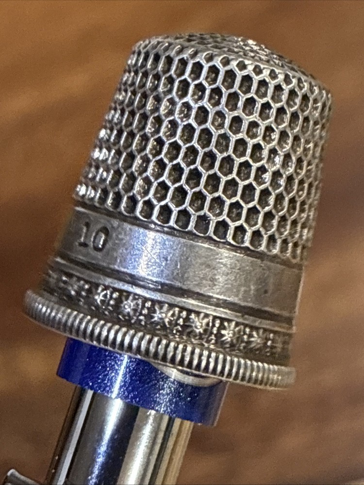 Vintage Sterling Silver #10 Thimble with Markings On Inside