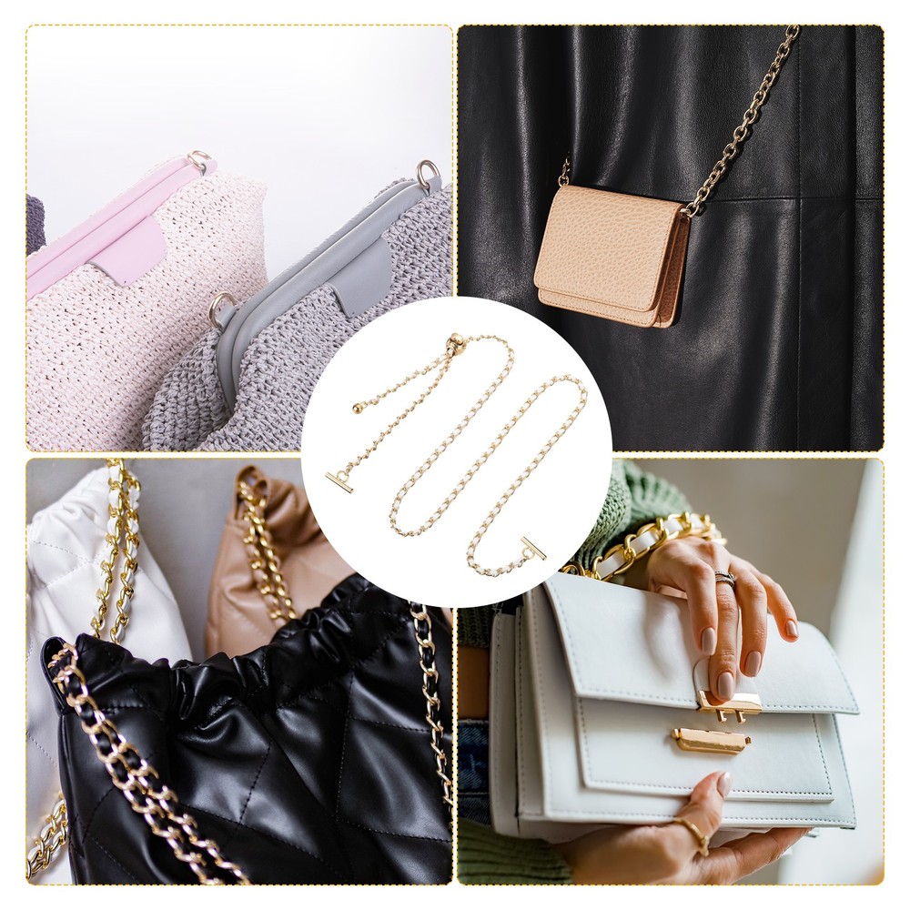 Purse Chain Strap, 46 Inch Adjustable Chains Strap White/Light Gold