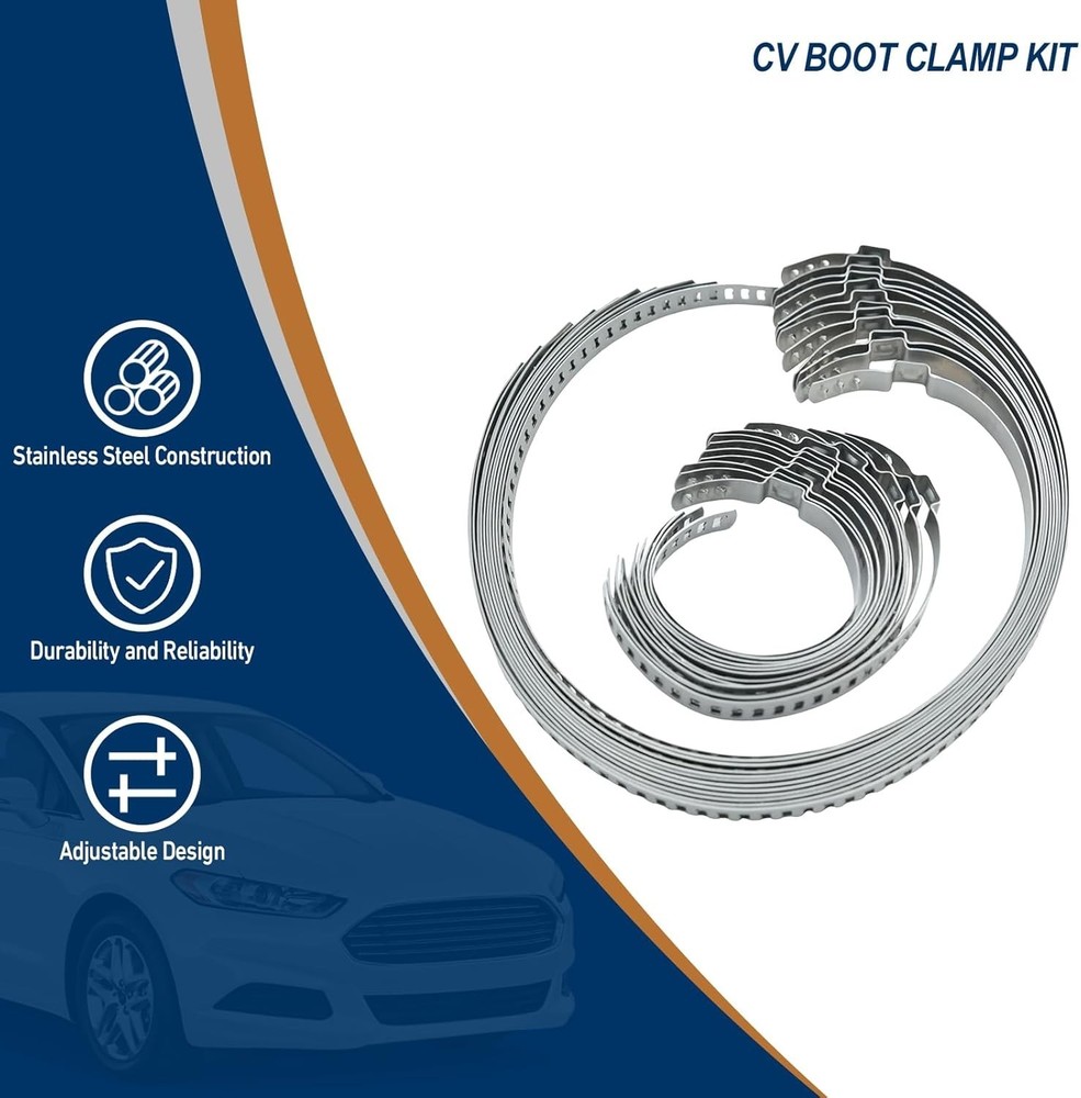 24PCS CV Boot Clamp Kit, Stainless Steel Universal Adjustable metallic