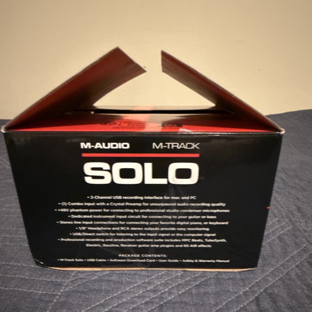 M-Audio M-Track Solo USB Audio Interface, 2 Channels, Phantom Power