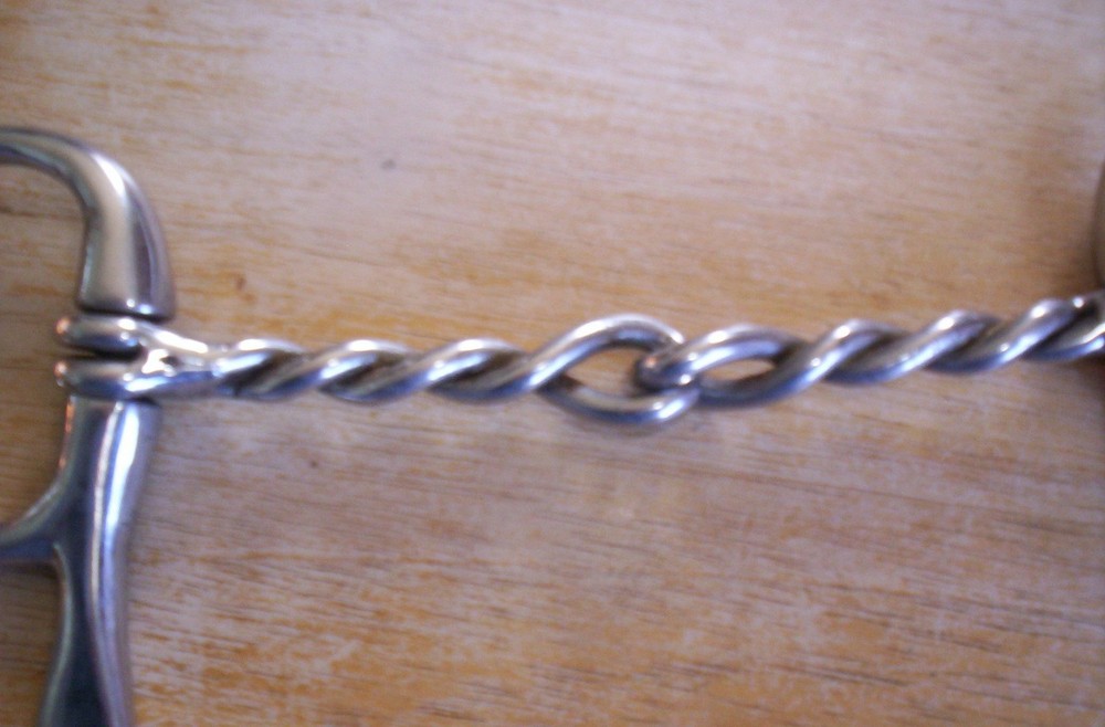 Used Stainless Half Spoon Cheek Snaffle Bit Twisted 5 1/2" Mouth