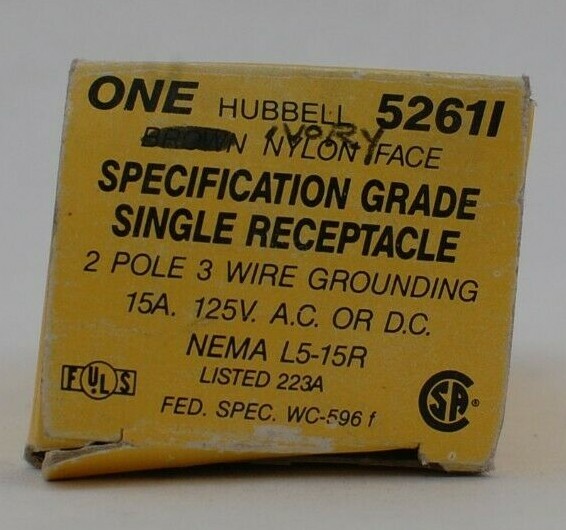 Hubbell 5261I Specification Grade Single Receptacle