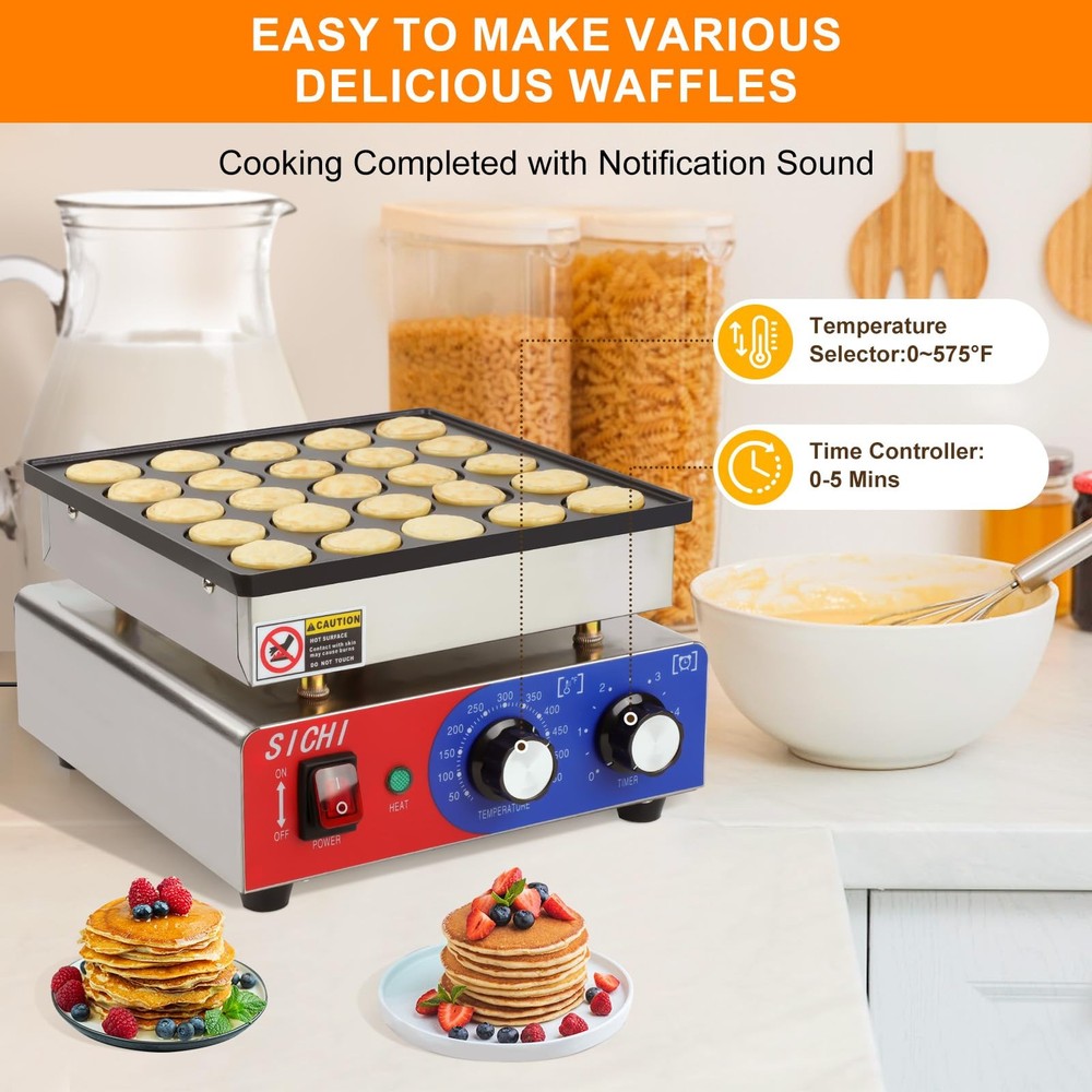 Mini Pancake Maker Machine with 550℉Heating and Timer Control, 25PCS Electric...