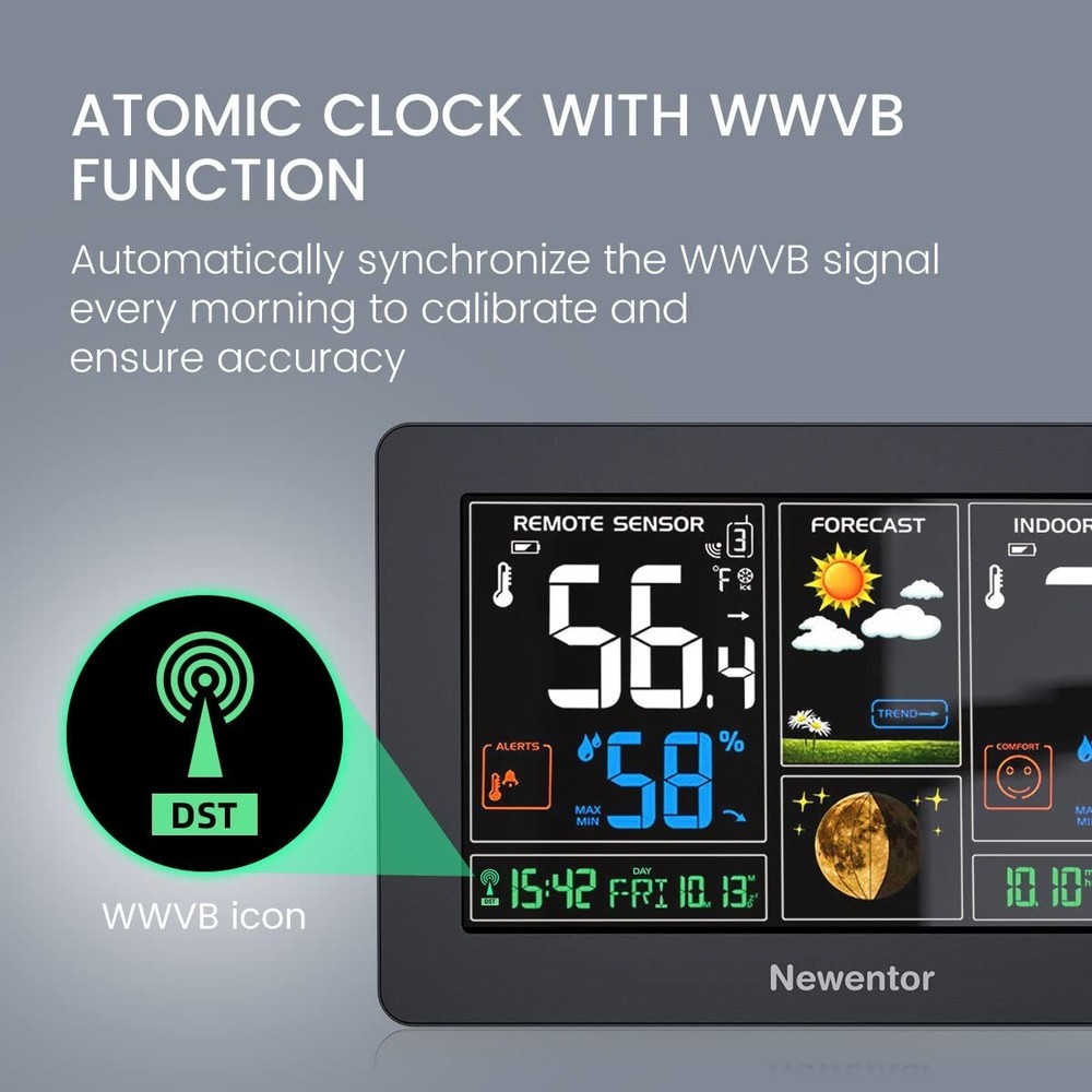 Color Display Wireless Thermometer & Atomic Clock with Forecast Capabilities