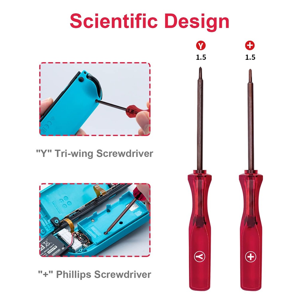 Mcbazel Tri-Wing & Screwdriver Set for N-Switch/Switch 2/Switch OLED GBA Red
