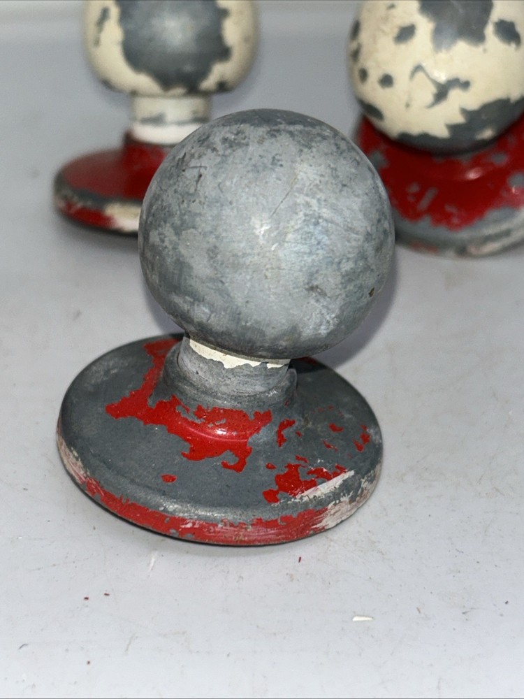Set 5 Retro Art Deco Pull Drawer Handles Red White