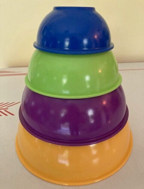 GHP 4 Piece Heavy Melamine Nesting Mixing Bowls Multi-Colors Assorted Sizes