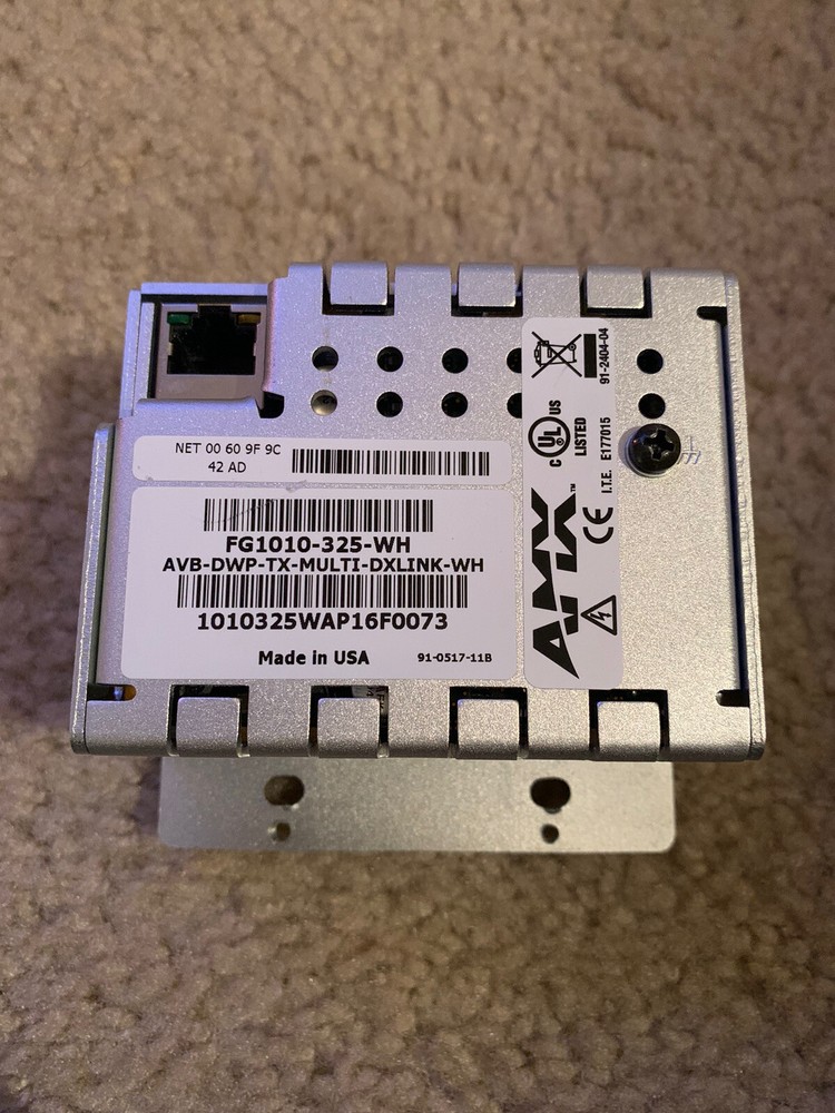 AMX FG1010-325-WH White MULTI DXLink Transmitter with Wall Plate