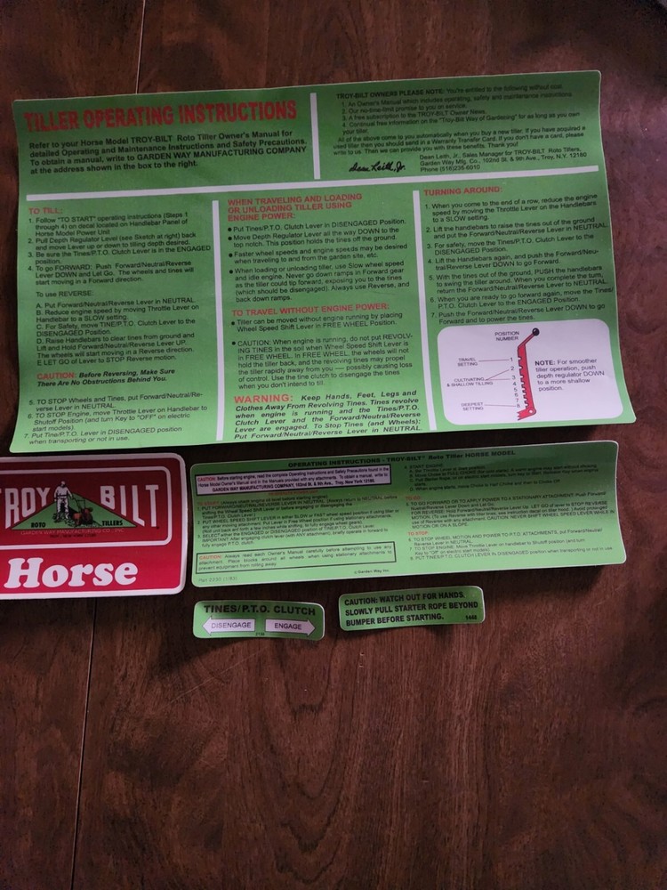 Troybilt Tiller Decals