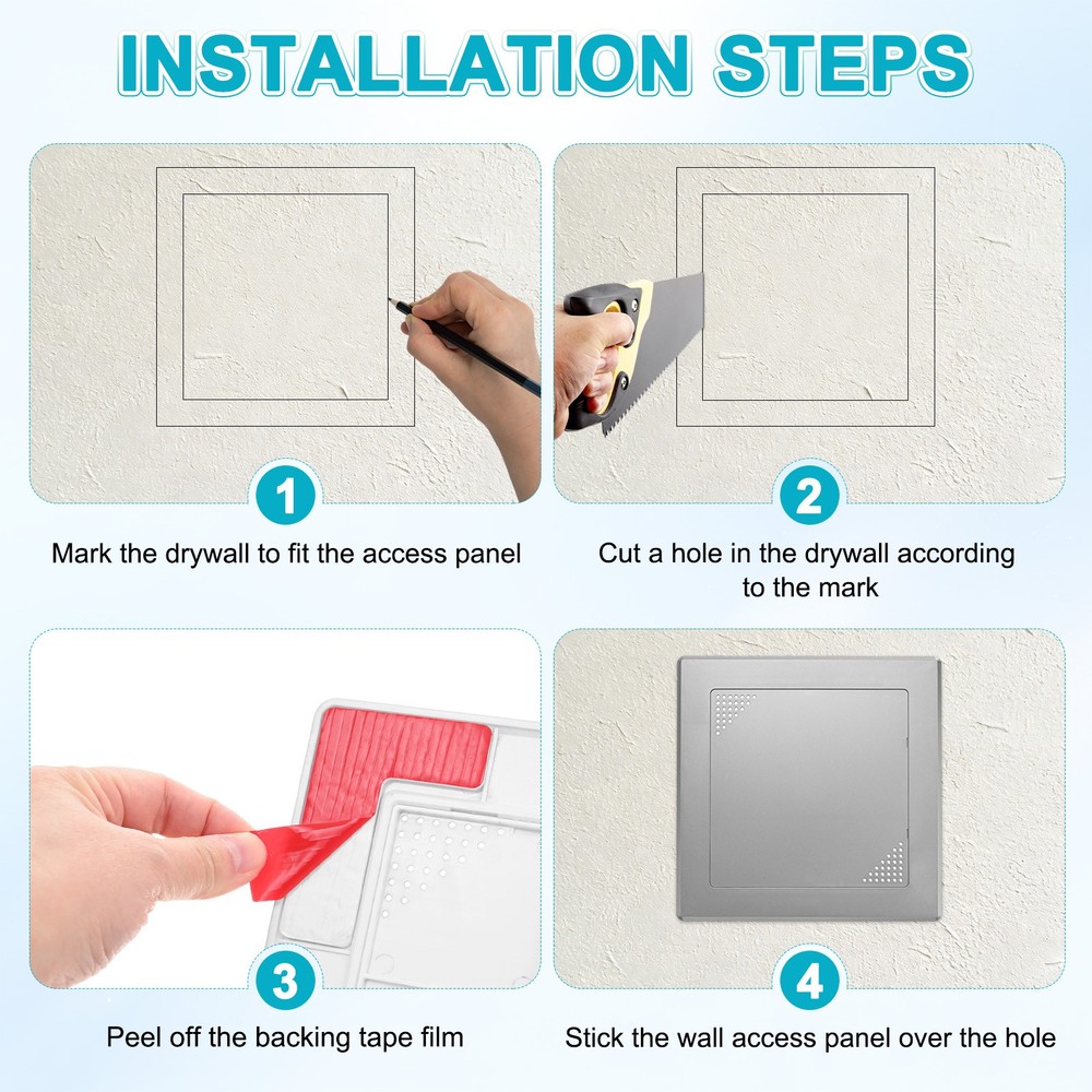 2-Pack Access Panel for Drywall, 6x6" Plastic Removable [Grey, Vented Square]