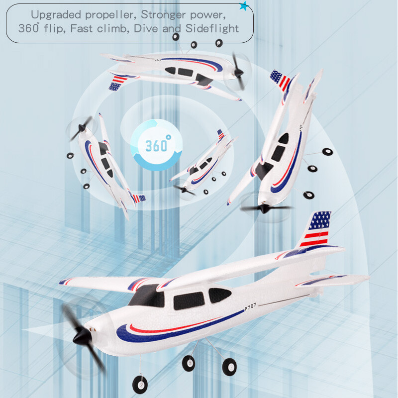 New P707 3Ch RC Airplane with LED Light Fixed Wing Plane WITHOUT TRANSMITTER