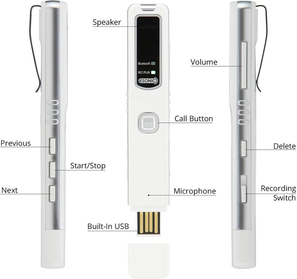 PR200 Bluetooth Cell Phone Call Recording Device, iPhone Android Mobile Recorder