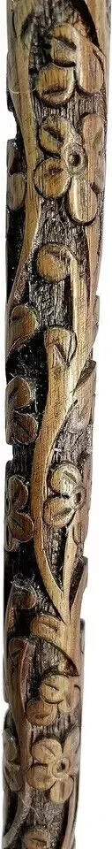 Vintage Brass Handle Foldable Cane – Wooden Walking Stick Gift.