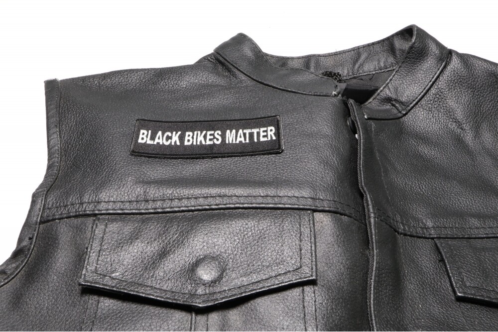 Embroidered Iron-On Patch, Black Bikes Matter, 4" x 1.5"