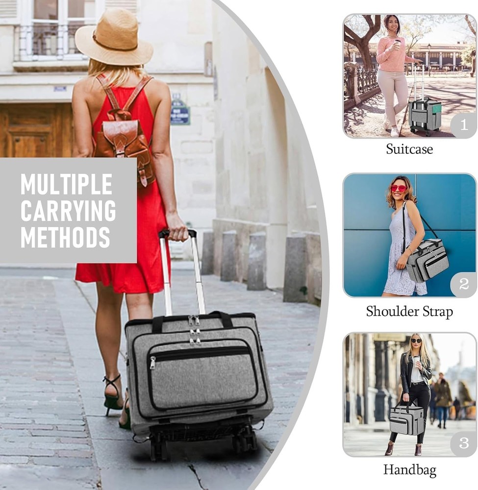 Rolling Bag with Detachable Dolly Multifunctional Rolling Briefcase Wheeled Bag