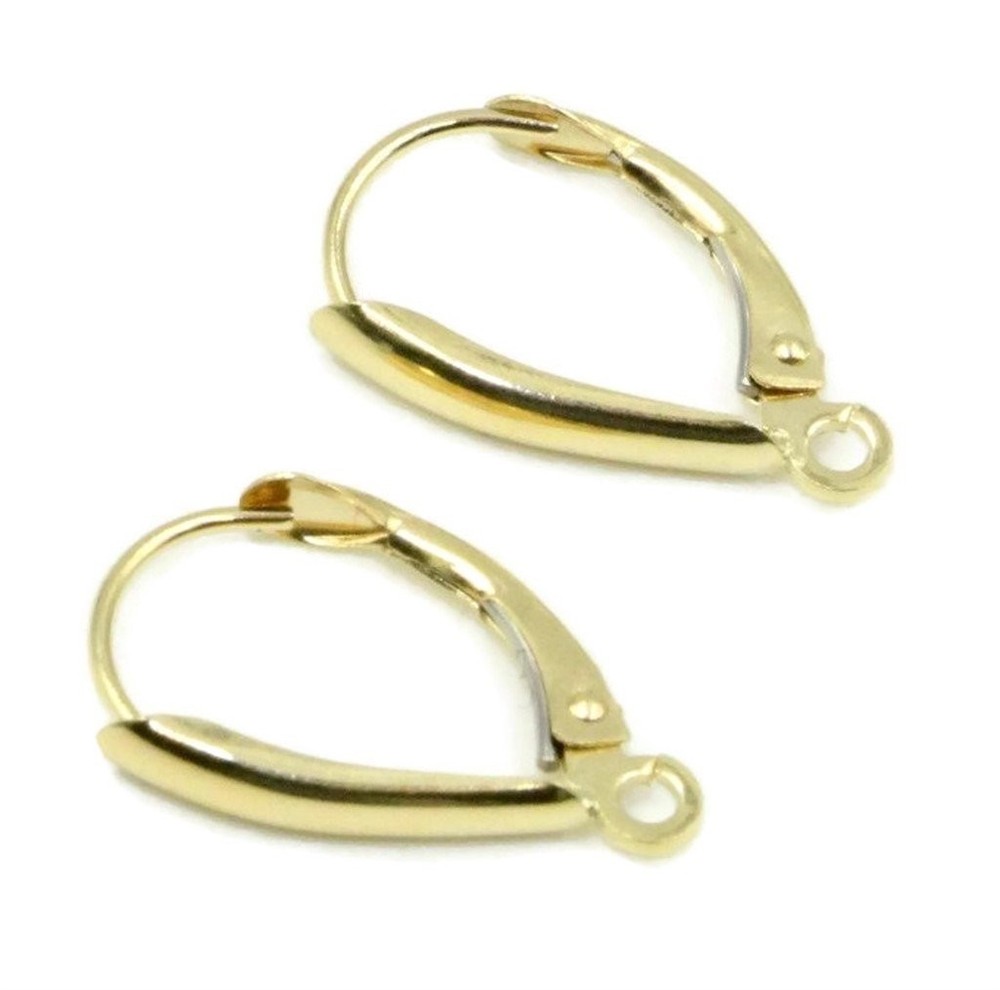 14k Yellow Gold Plain Lever-backs for Earrings