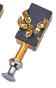 MARINE BOAT THREADED PUSH PULL 3 POSITION OFF ON ON SWITCH CP BRASS NUT