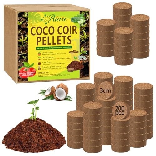Pcs Organic Coco Coir Seed Starter Soil, Compressed Coconut Coir 200 30mm