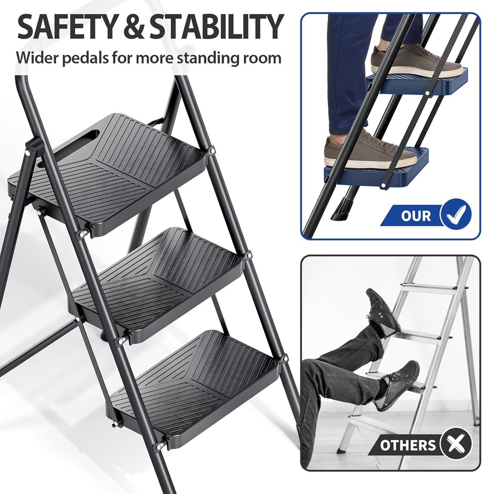 NEW 3 Step Steel Step Stool 500 lbs