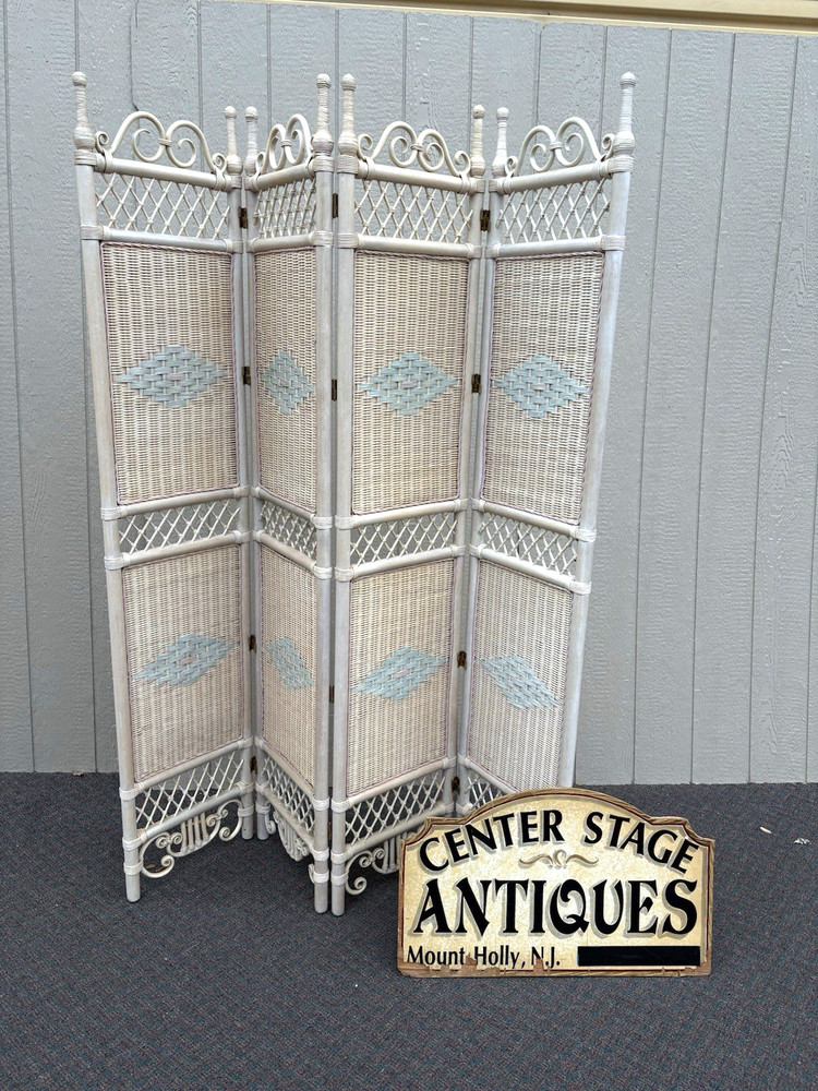 67302 4 Section Wicker Dresssing Screen Room Divider