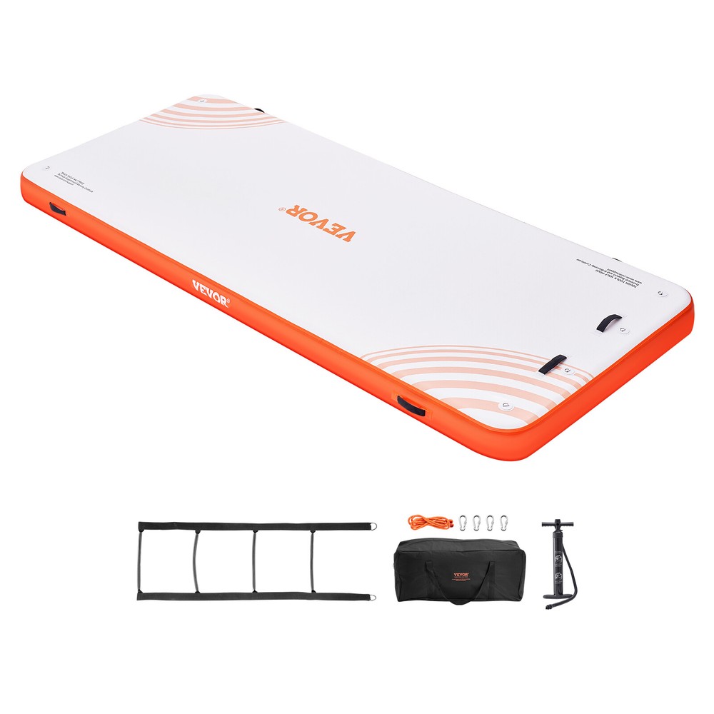VEVOR Inflatable Floating Dock 15x6FT Inflatable Dock Platform Mat with Ladder