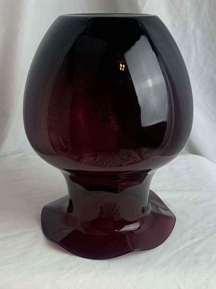 AAC Deep Purple Plum Ruffle Top Vase