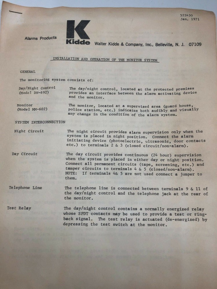 KIDDE ALARM PANEL BOX VINTAGE NIB